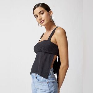 UO Urban Outfitters Ecote Jana Tie-Back Top Black